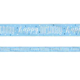Happy Birthday Banner Blå & Sølv