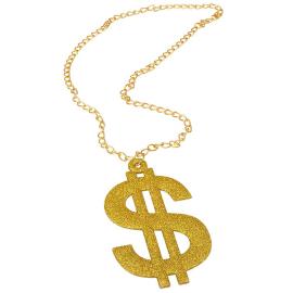 Halskjede med Glitrende Dollartegn Gull