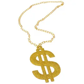 Halskjede med Glitrende Dollartegn Gull