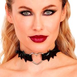 Choker Hjerte og Flaggermusvinger Svart