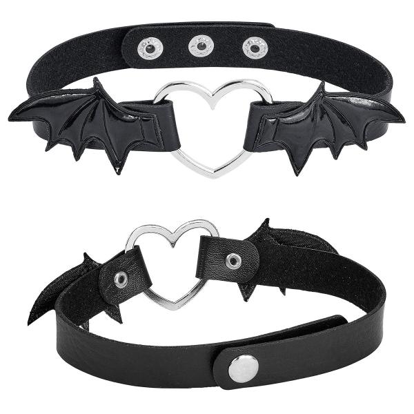Choker Hjerte og Flaggermusvinger Svart