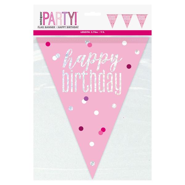 Happy Birthday Flaggirlander Rosa & Sølv