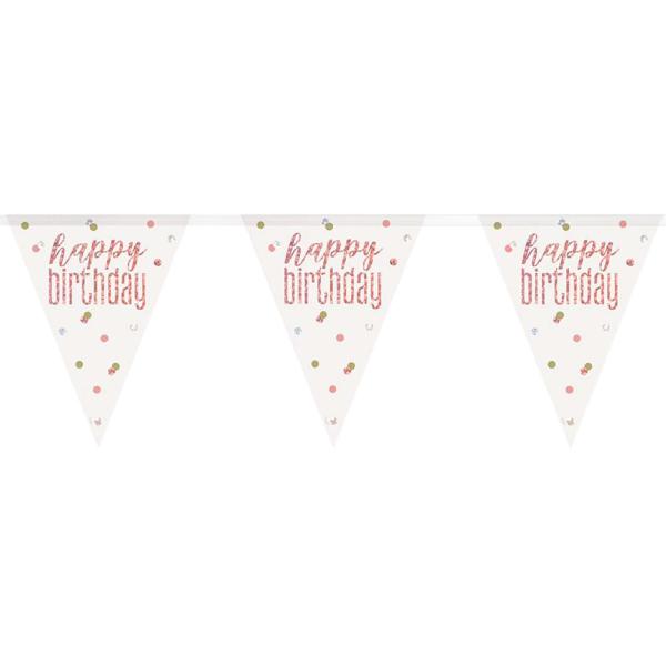 Happy Birthday Flaggirlander Hvit & Rosegull