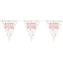 Happy Birthday Flaggirlander Hvit & Rosegull