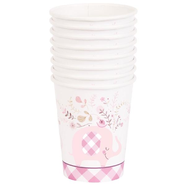 Pappkopper Rosa Elefant 27 cl 8-pakning