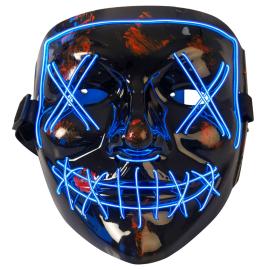 Skrekkmaske med LED Svart/Bl&aring;