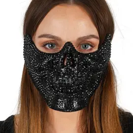 Halvmaske Skjelett med Strass