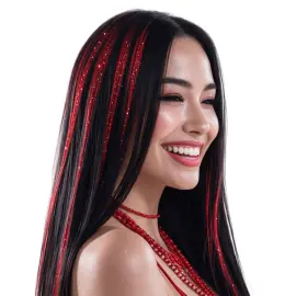 H&aring;rstriper Glitter R&oslash;d