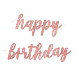 Happy Birthday Girlander Holografisk Rosegull
