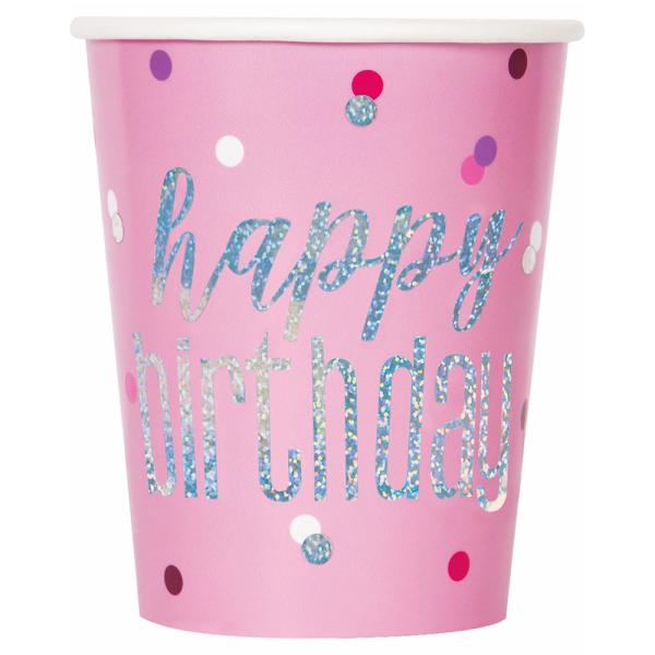 Happy Birthday Pappkopper Rosa & Sølv
