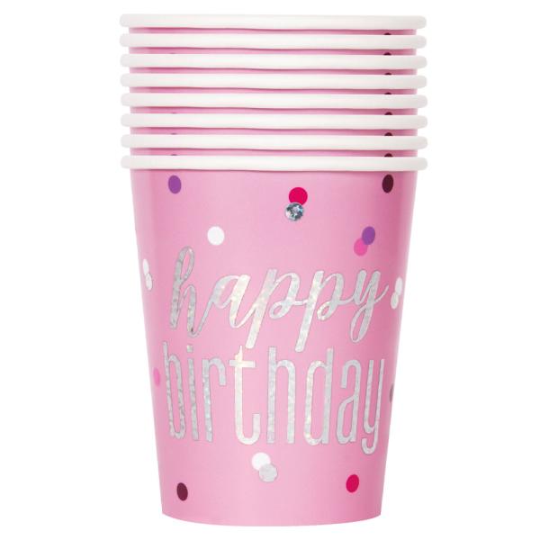 Happy Birthday Pappkopper Rosa & Sølv