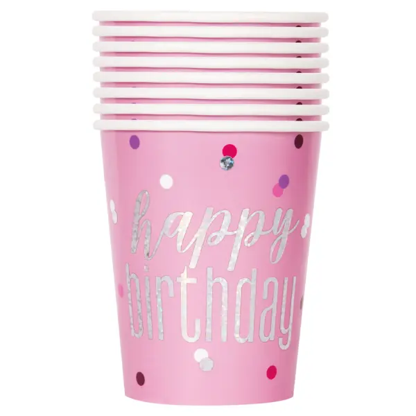 Happy Birthday Pappkopper Rosa & Sølv