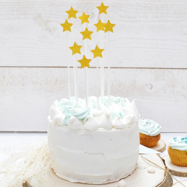 Cake Toppers Gull & Glitter Stjerner