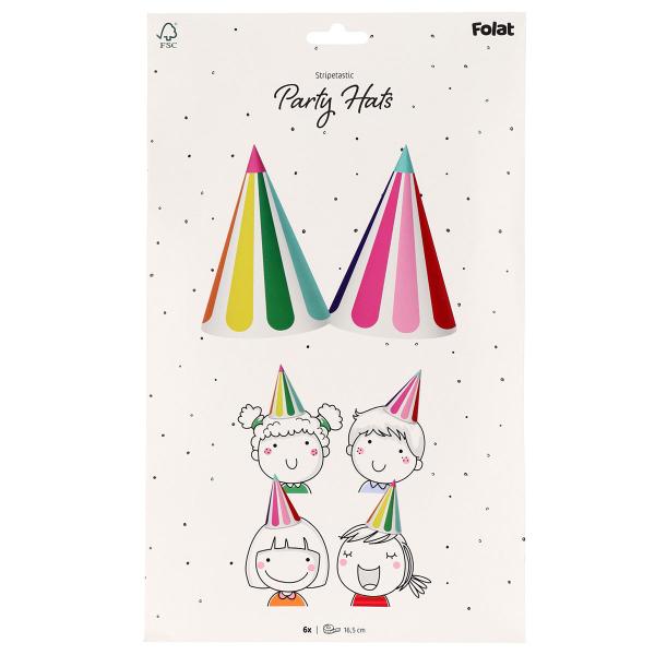 Partyhatter Stripetastic 6-pakning