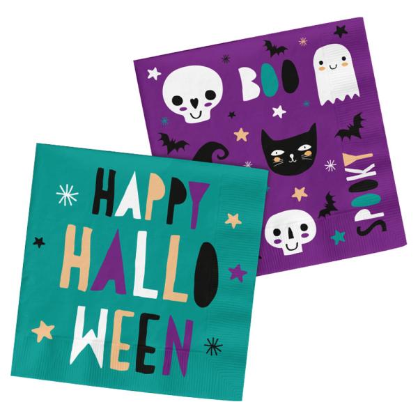 Happy Halloween Servietter Grønne/Lilla
