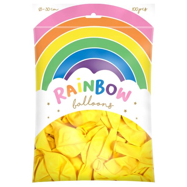 Rainbow Latexballonger Metallic Gule 100-pakning