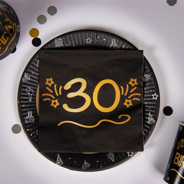 Papirservietter Svart 30 år 16-pakning