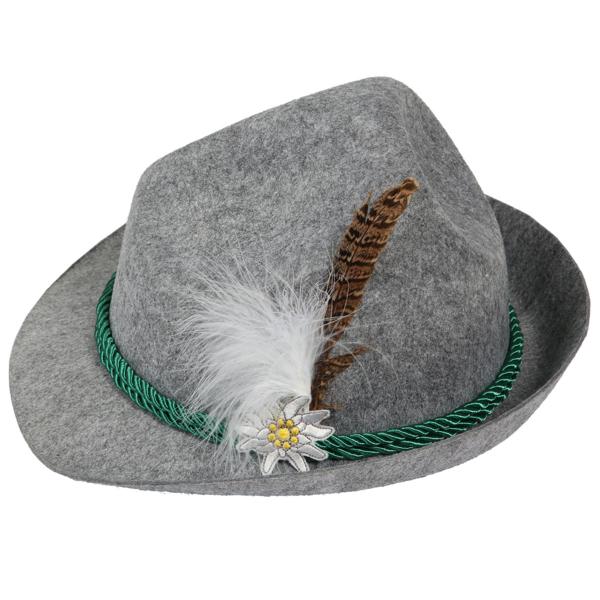 Oktoberfest Deluxe Tyrolerhatt Grå