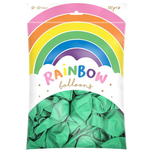 Rainbow Latexballonger Metallic Mintgrønne 100-pakning