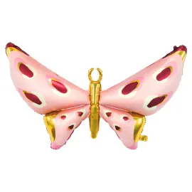 Folieballong Sommerfugl Rosa/Gull