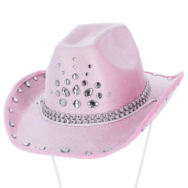 Cowboyhatt med Rhinestone Babyrosa