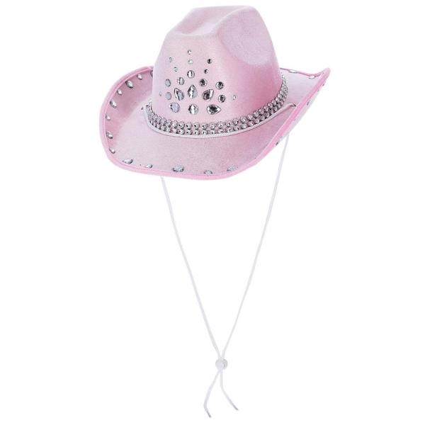Cowboyhatt med Rhinestone Babyrosa