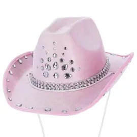 Cowboyhatt med Rhinestone Babyrosa