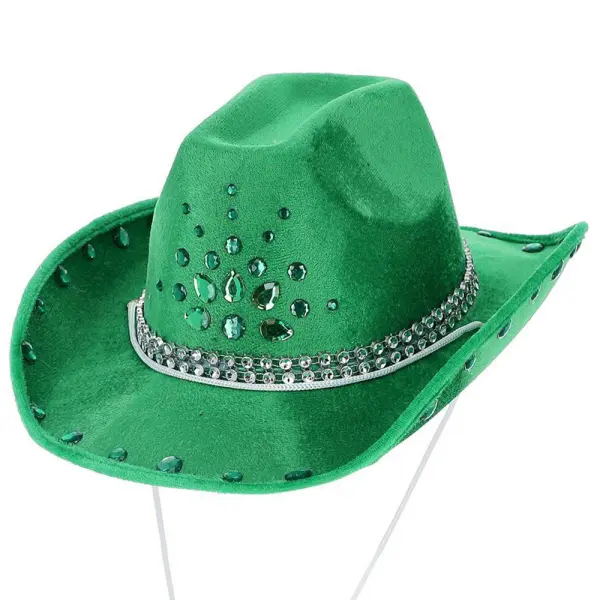 Cowboyhatt med Rhinestone Grønn