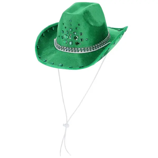 Cowboyhatt med Rhinestone Grønn