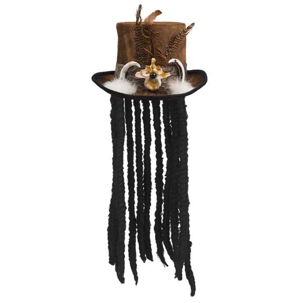 Høy Hatt Voodoo med Hår Brun