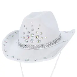 Cowboyhatt med Rhinestone Hvit