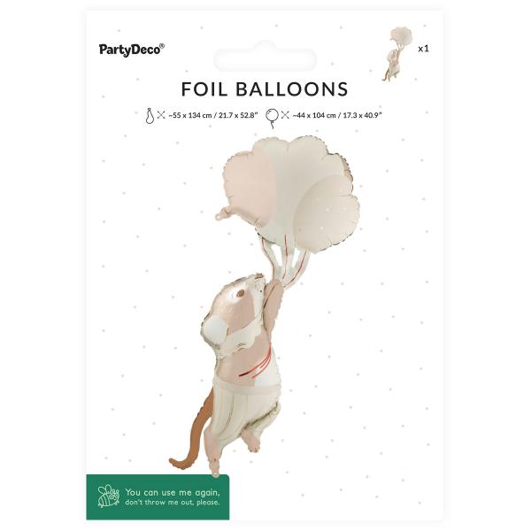 Folieballong Svevende Mus 44 x 104 cm