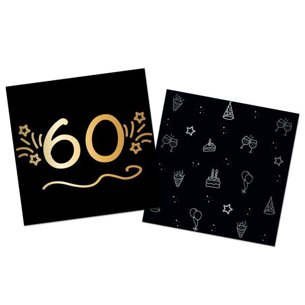 Papirservietter Svart 60 år 16-pakning