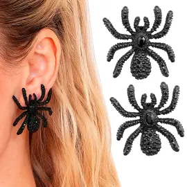 &Oslash;redobber Edderkopper med Strass Svart