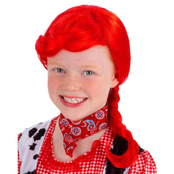Cowgirl Flette Rød Parykk Barn