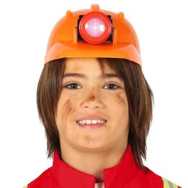 Oransje Byggehjelm med Lampe Barn