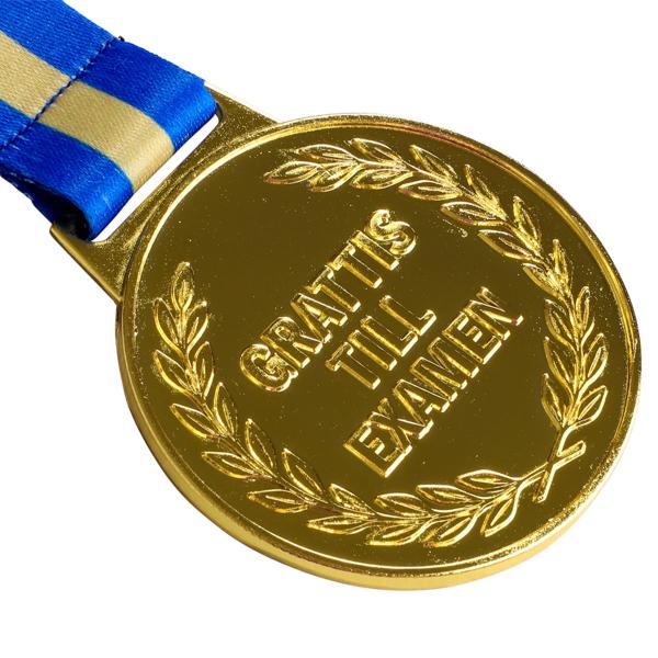 Gullmedalje med Bånd Grattis Till Examen 6,3 cm