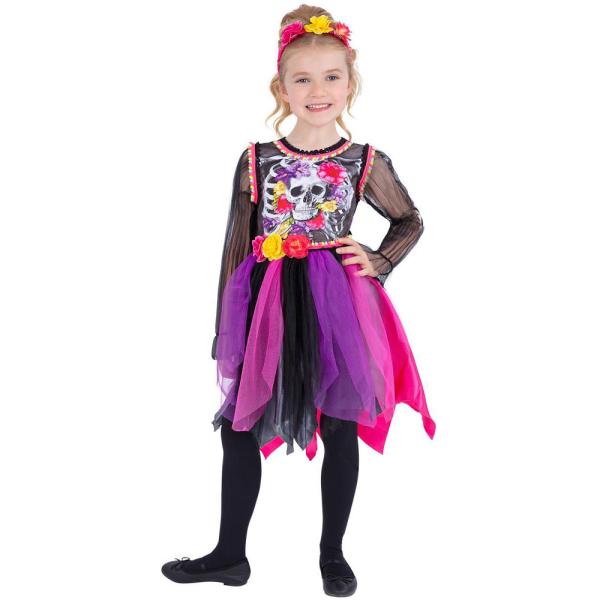 Day of the Dead Pom-Pom Kjole Barn