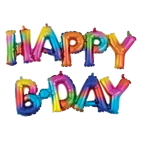 Regnbue Happy B-Day Folieballong
