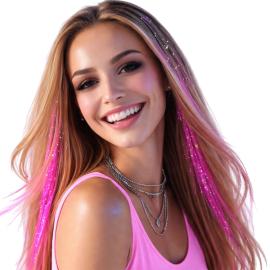 H&aring;rstriper Glitter Rosa