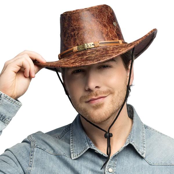 Lær Cowboyhatt Brun