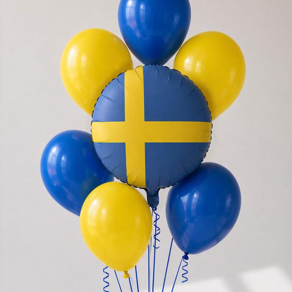 Folieballong Svensk Flagg Rund 35 cm