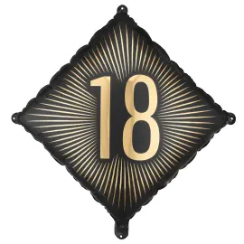 Folieballong 18 Svart/Gull 46 cm