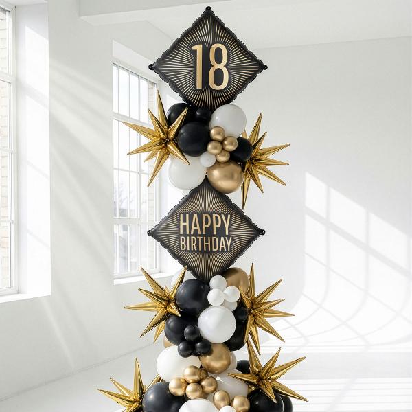 Folieballong 18 Svart/Gull 46 cm