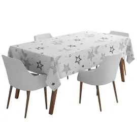 Bordduk Stjerner Hvit/Gull/S&oslash;lv