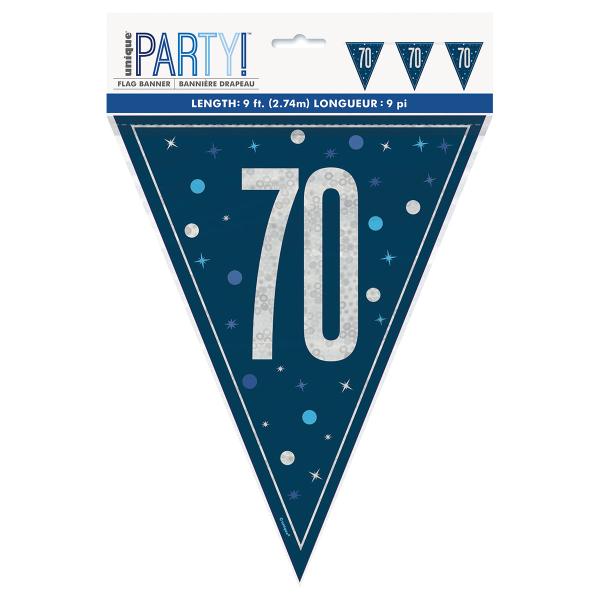 Vimpelgirlander 70 år Mørkeblå 2,74 m