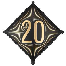 Folieballong 20 Svart/Gull 46 cm