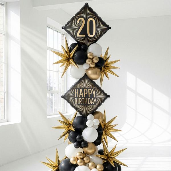 Folieballong 20 Svart/Gull 46 cm