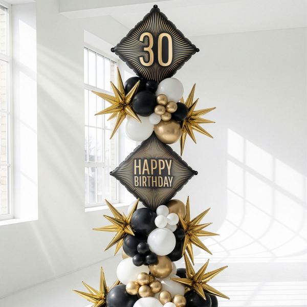 Folieballong 30 Svart/Gull 46 cm