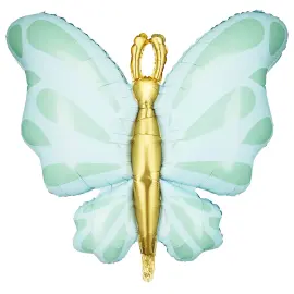 Sommerfugl Folieballong Mintgr&oslash;nn/Gull